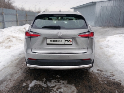 Защита заднего бампера овальная 75х42 мм ТСС для Lexus NX-200t 2014-2017