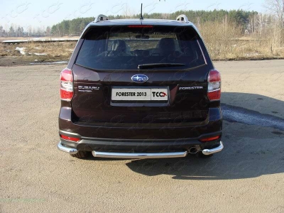 Защита задняя короткие уголки 60 мм ТСС для Subaru Forester SJ 2013-2016