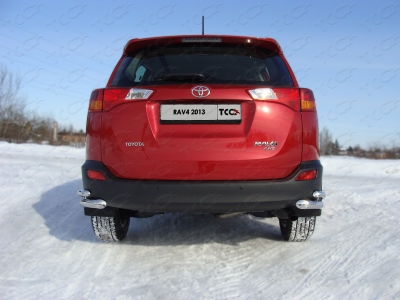 Защита задняя двойные уголки 60-42 мм ТСС для Toyota RAV4 2013-2015