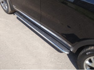Пороги с площадкой нержавеющий лист 42 мм для Kia Sorento Prime № KIASORPR18-20